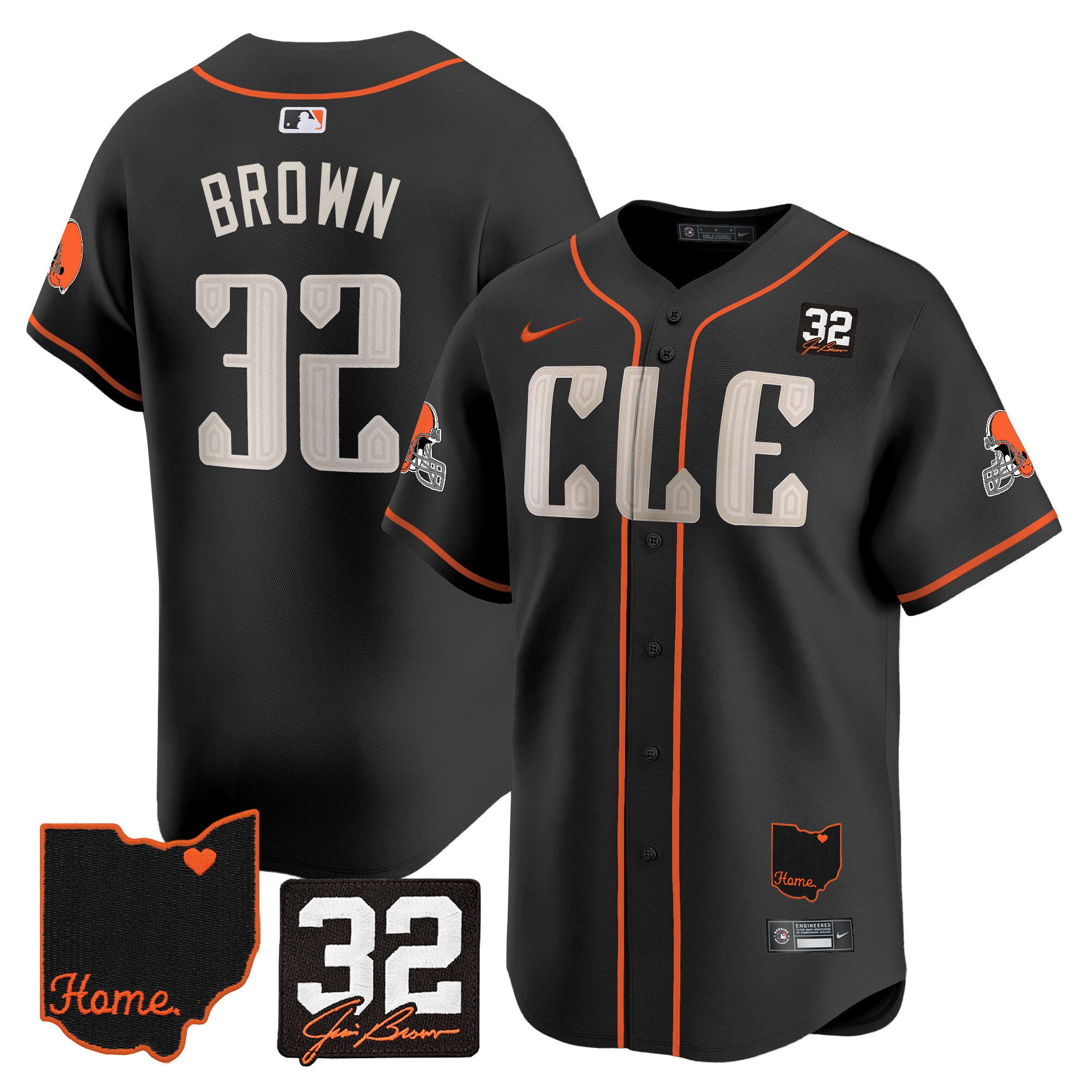 Men Cleveland Browns 32 Brown Black Home Patch Vapor Premier Limited 2024 Nike NFL Jersey